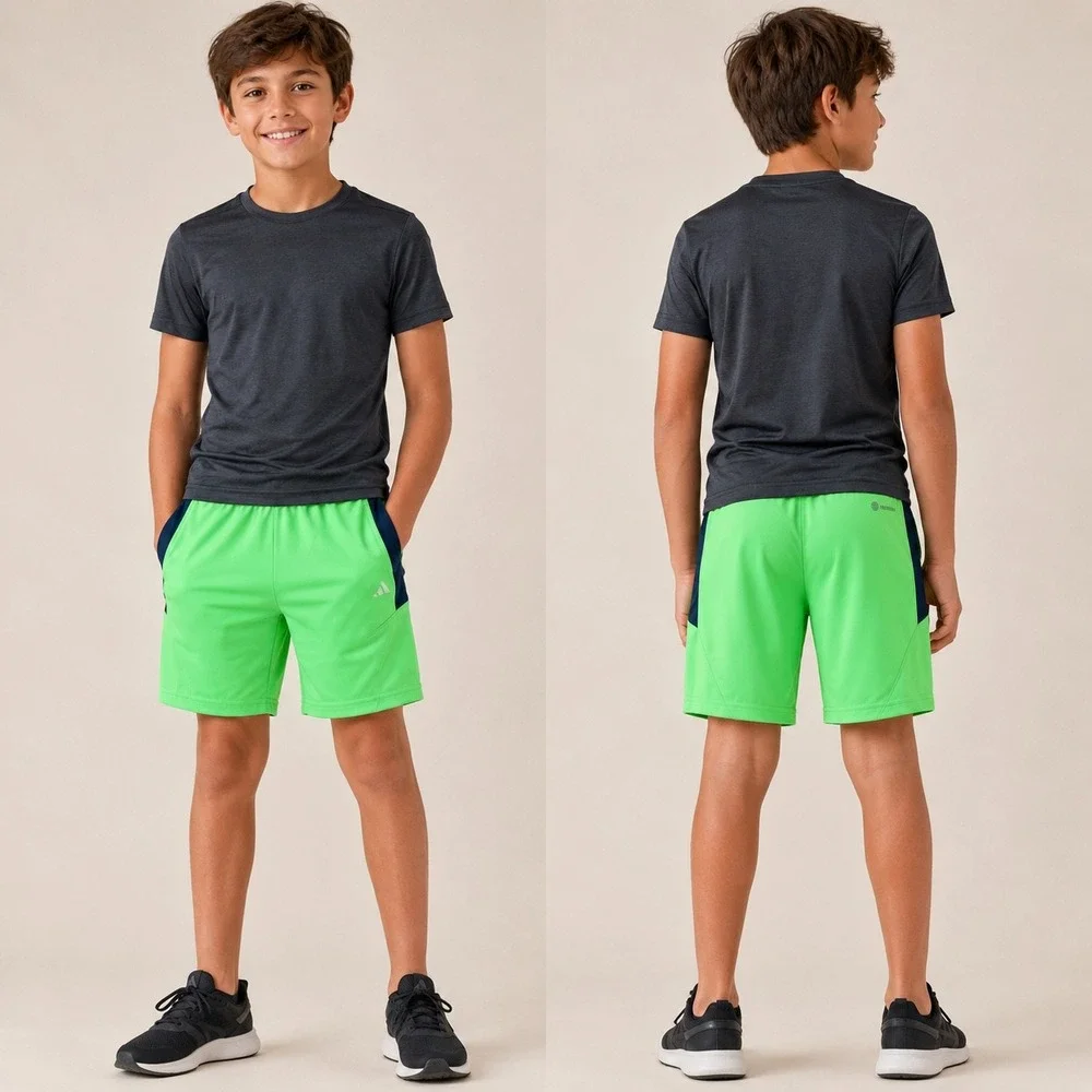 DSG Boys Knit Performance Shorts L 14-16 Green Navy Blue Athletic Sporty Gym NWT